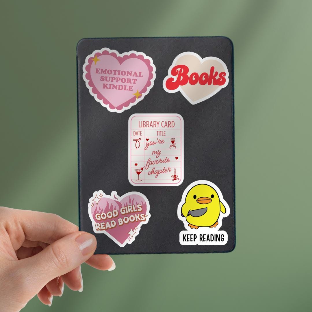 you're my favorite chapter Kindle Sticker: Library Card Book Sticker Gift For Reader sticker by Magic & Meaning