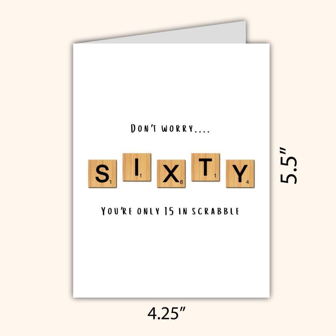 Funny 60th Birthday Card: Scrabble Tile Lover - rude and funny Father’s Day card by Northern Wind Creative