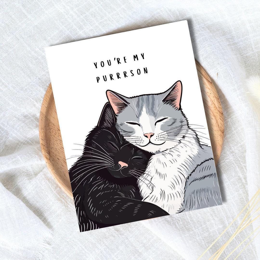 You're My Purrson Cats Anniversary Card - rude and funny anniversary card by Northern Wind Creative