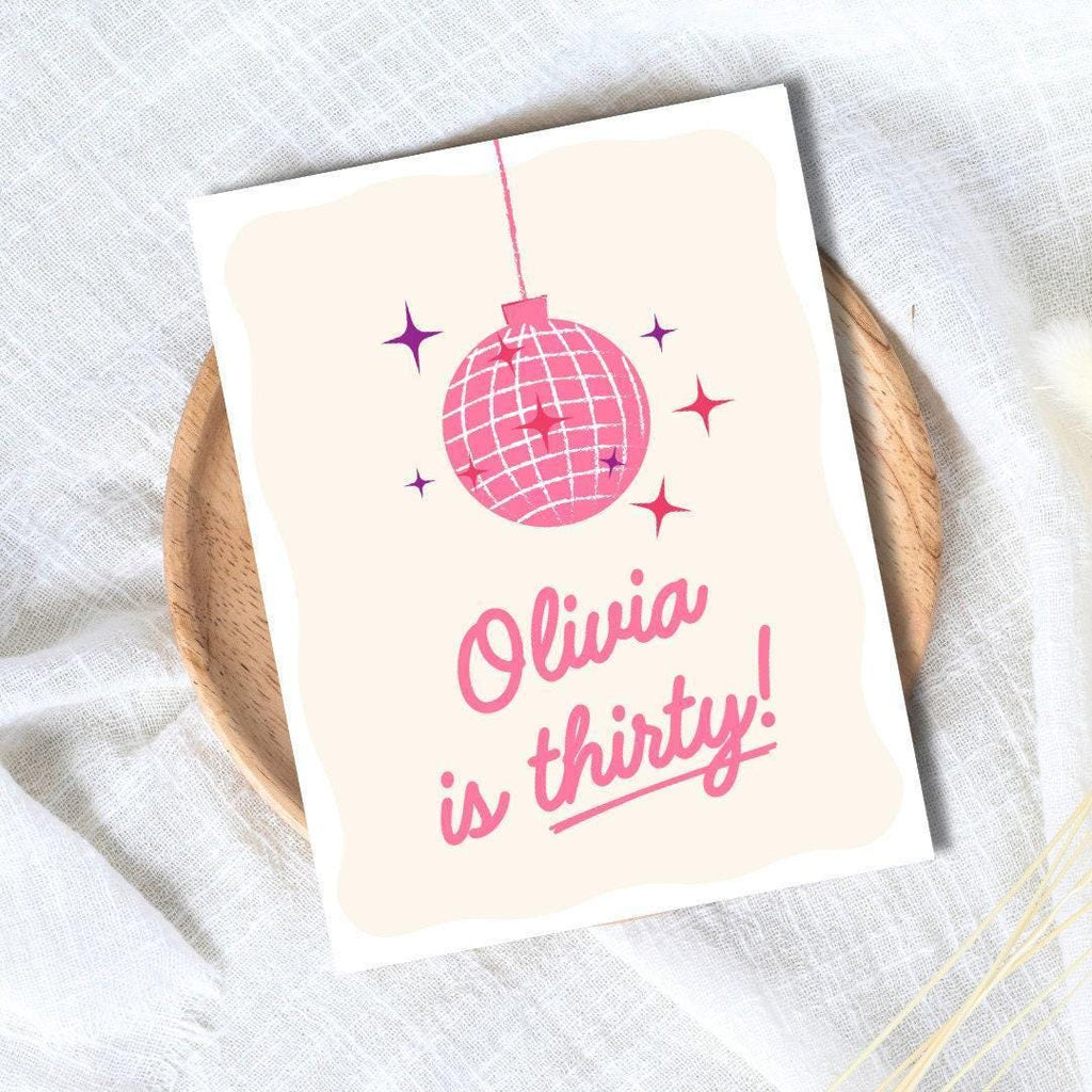 Personalized Disco Birthday Card: Retro 30th Birthday - rude and funny birthday card by Northern Wind Creative