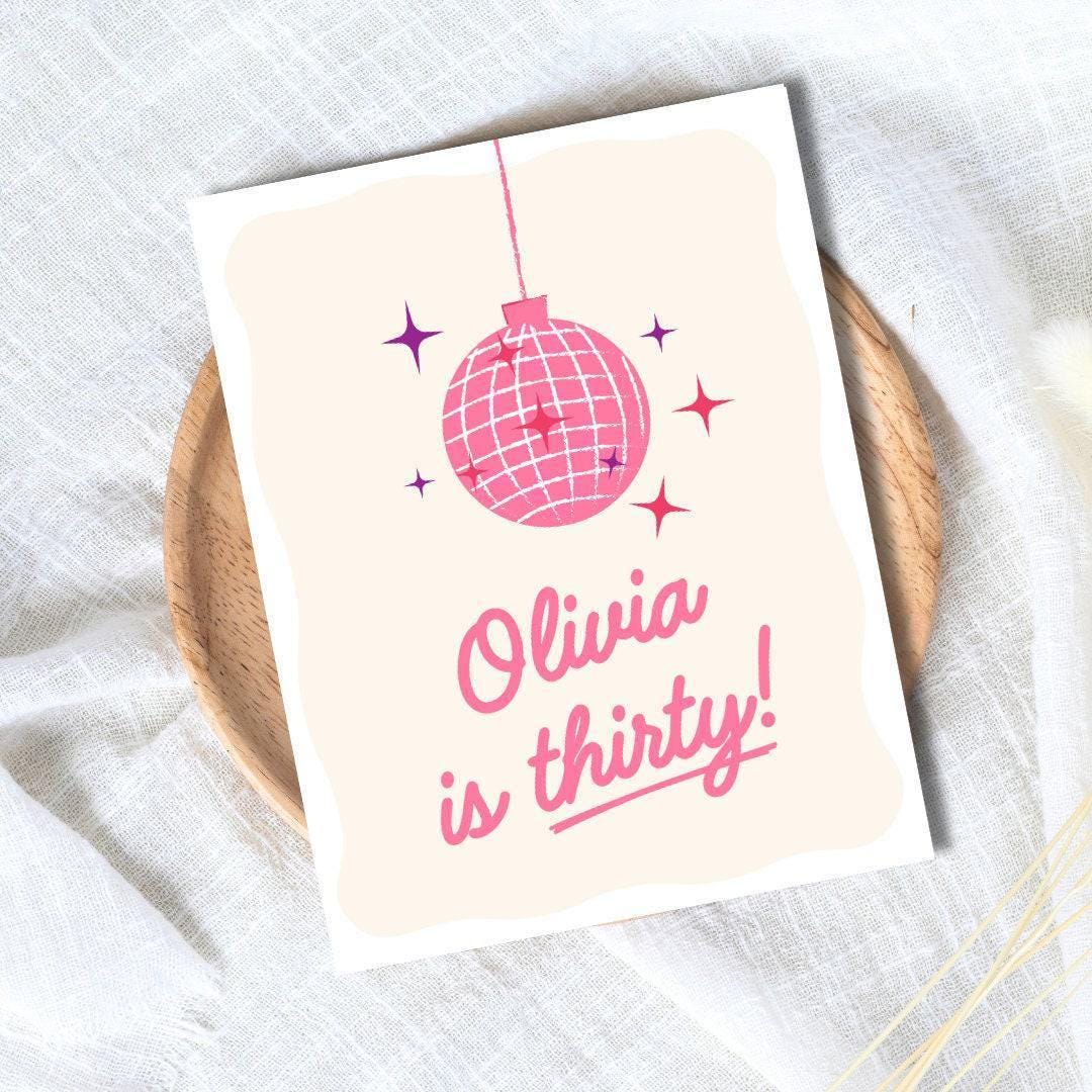Personalized Disco Birthday Card: Retro 30th Birthday - rude and funny birthday card by Northern Wind Creative
