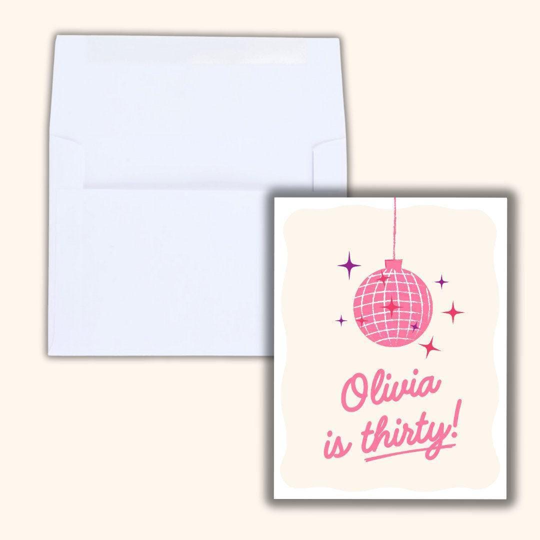 Personalized Disco Birthday Card: Retro 30th Birthday - rude and funny birthday card by Northern Wind Creative