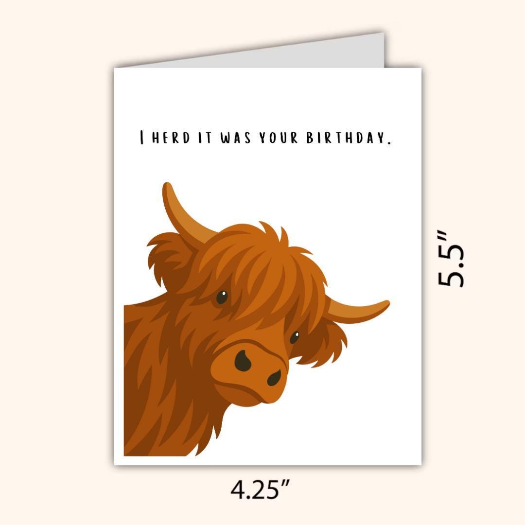 I Herd It Was Your Birthday Funny Cow Lover Birthday Card: Original Design - rude and funny Mother’s Day card by Northern Wind Creative