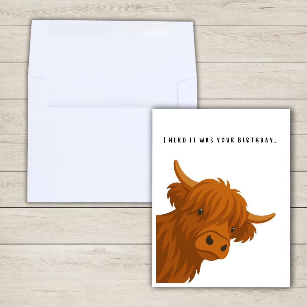 I Herd It Was Your Birthday Funny Cow Lover Birthday Card: Original Design - rude and funny Mother’s Day card by Northern Wind Creative