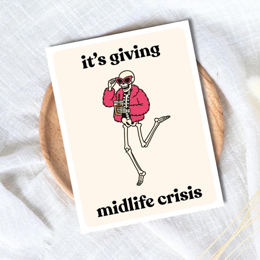 Funny 50th Birthday Card: It's Giving Midlife Crisis - rude and funny Father’s Day card by Northern Wind Creative