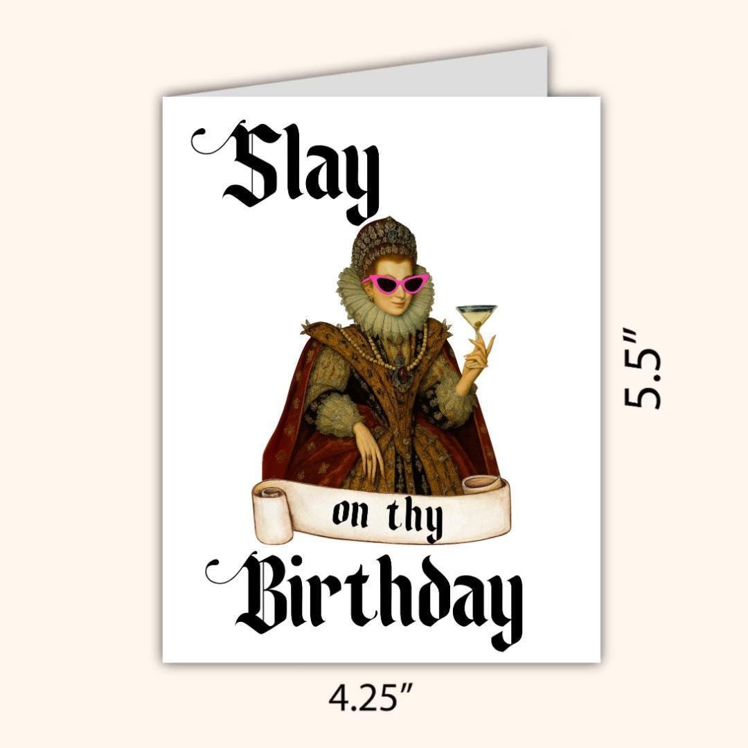 Funny Medieval Birthday Card: Slay on Thy Birthday - rude and funny birthday card by Northern Wind Creative