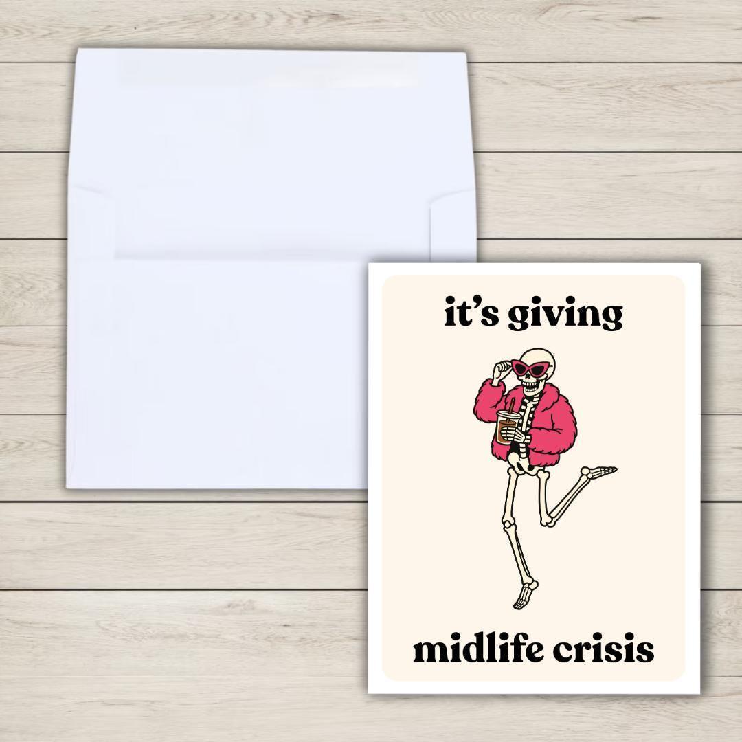 Funny 50th Birthday Card: It's Giving Midlife Crisis - rude and funny Father’s Day card by Northern Wind Creative