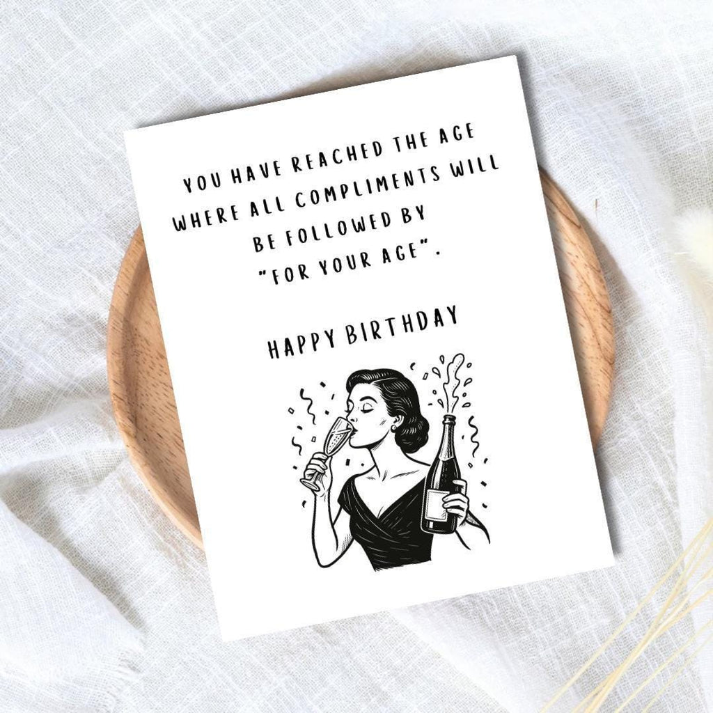 Funny Birthday Card: All Compliments "For Your Age" 50th 60th 70th Birthday - rude and funny Father’s Day card by Northern Wind Creative