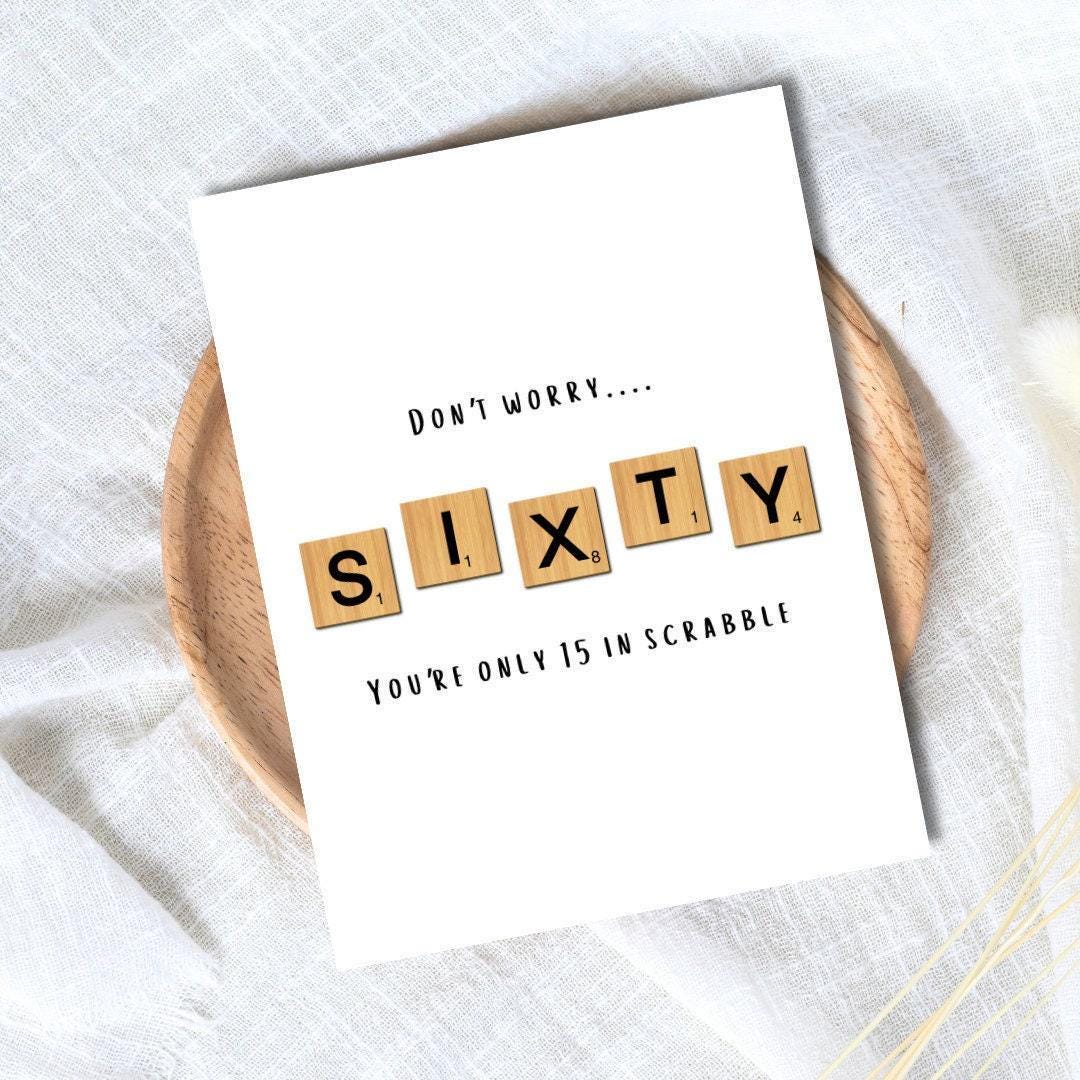 Funny 60th Birthday Card: Scrabble Tile Lover - rude and funny Father’s Day card by Northern Wind Creative