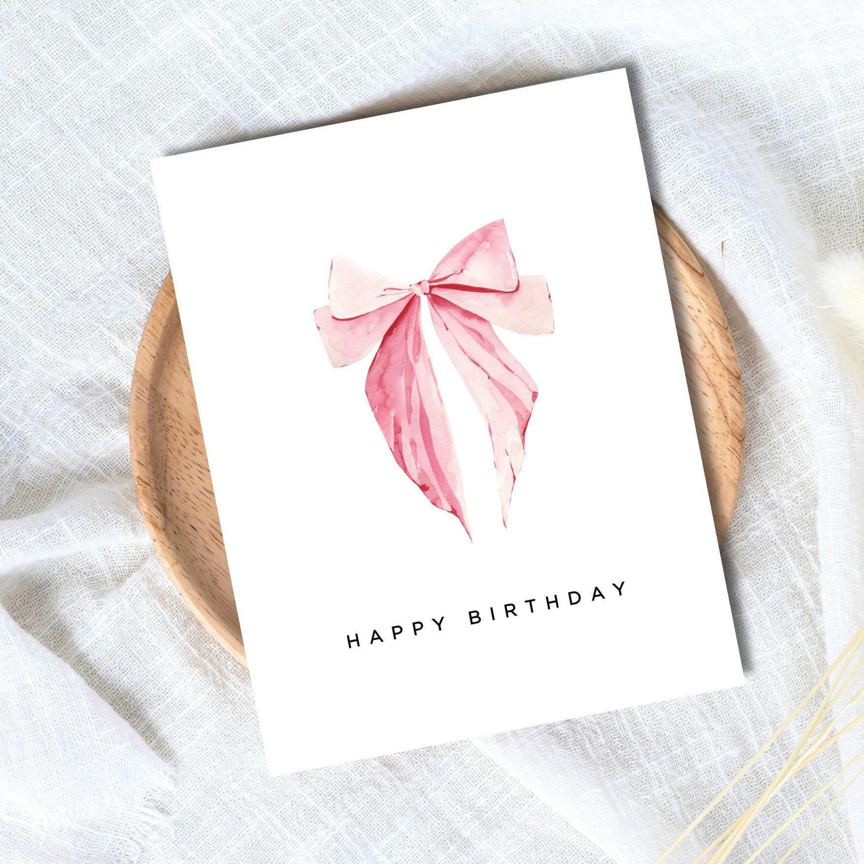 Pink Watercolor Bow Birthday Card - rude and funny birthday card by Northern Wind Creative
