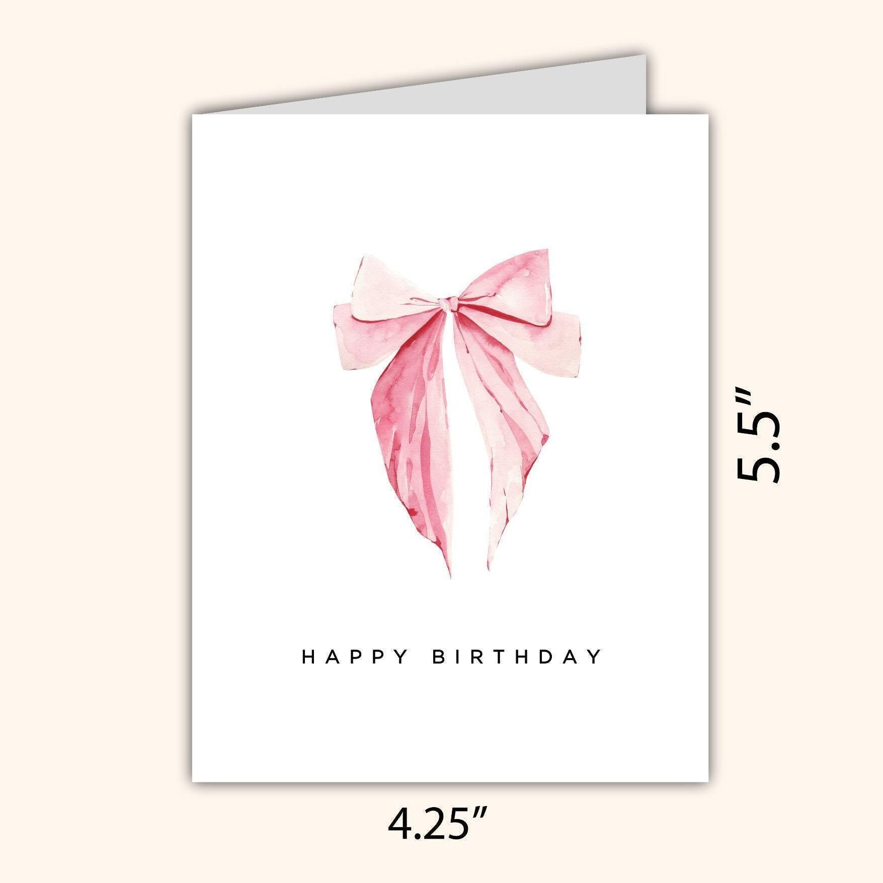 Pink Watercolor Bow Birthday Card - rude and funny birthday card by Northern Wind Creative