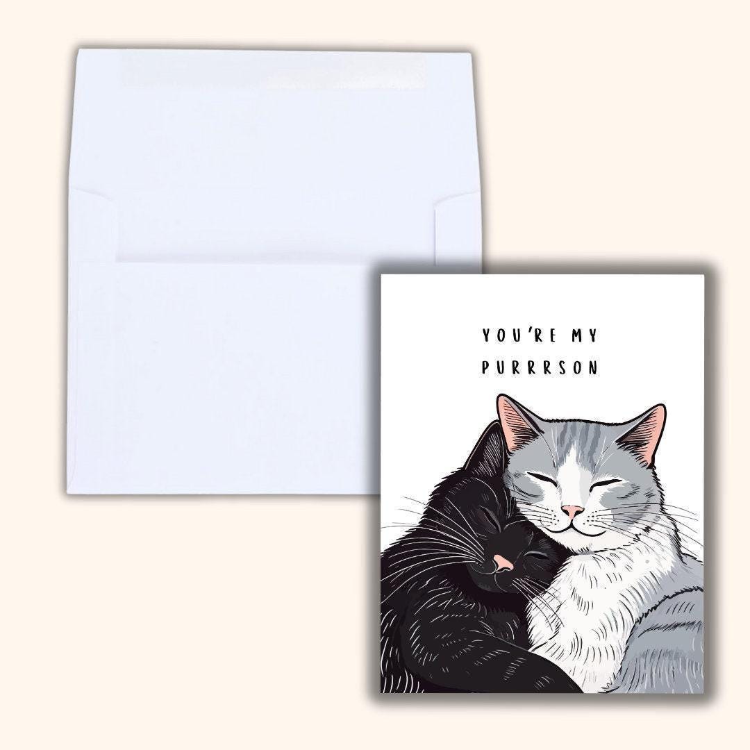 You're My Purrson Cats Anniversary Card - rude and funny anniversary card by Northern Wind Creative