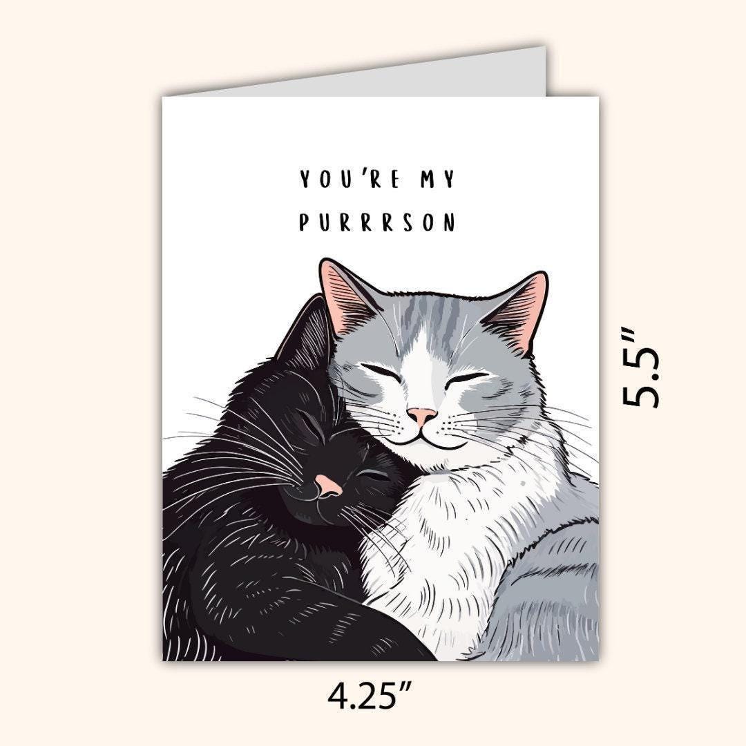 You're My Purrson Cats Anniversary Card - rude and funny anniversary card by Northern Wind Creative