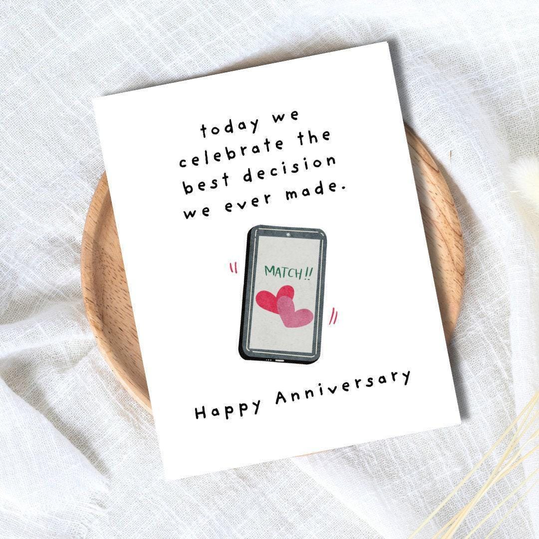 Funny Online Dating Anniversary Card - rude and funny anniversary card by Northern Wind Creative