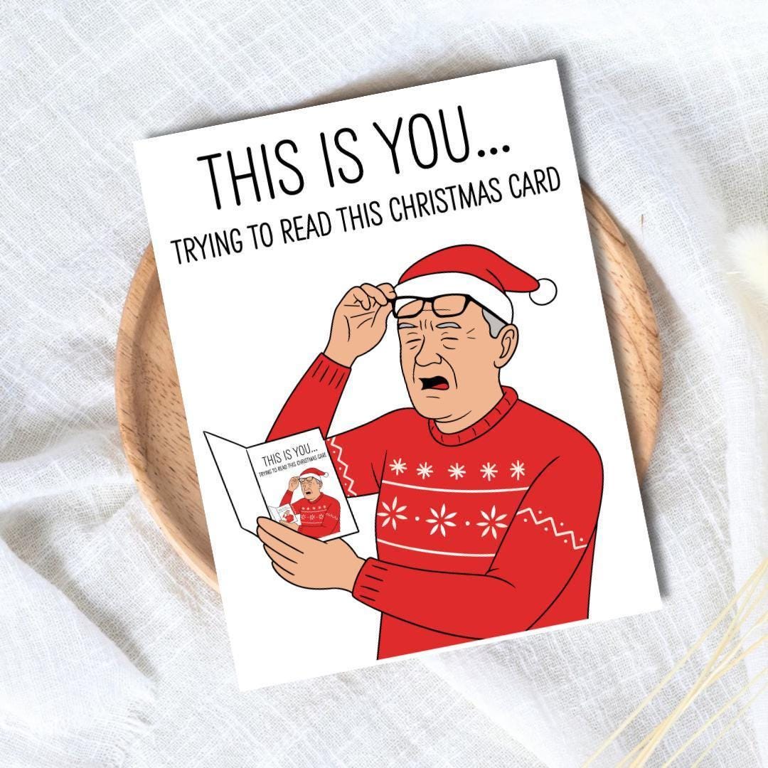 Funny Christmas Card for Dad or Older Husband: Stocking Stuffer - rude and funny Christmas card by Northern Wind Creative