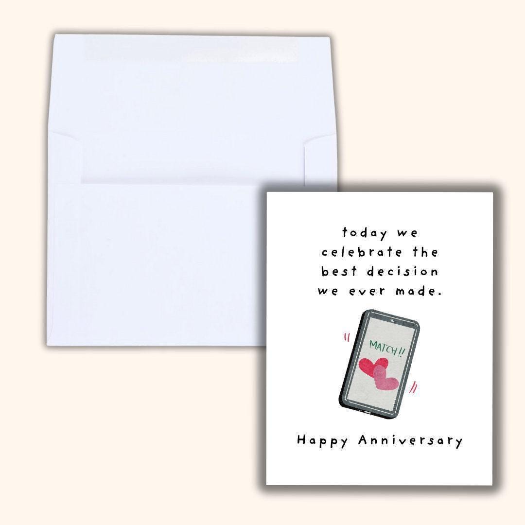Funny Online Dating Anniversary Card - rude and funny anniversary card by Northern Wind Creative