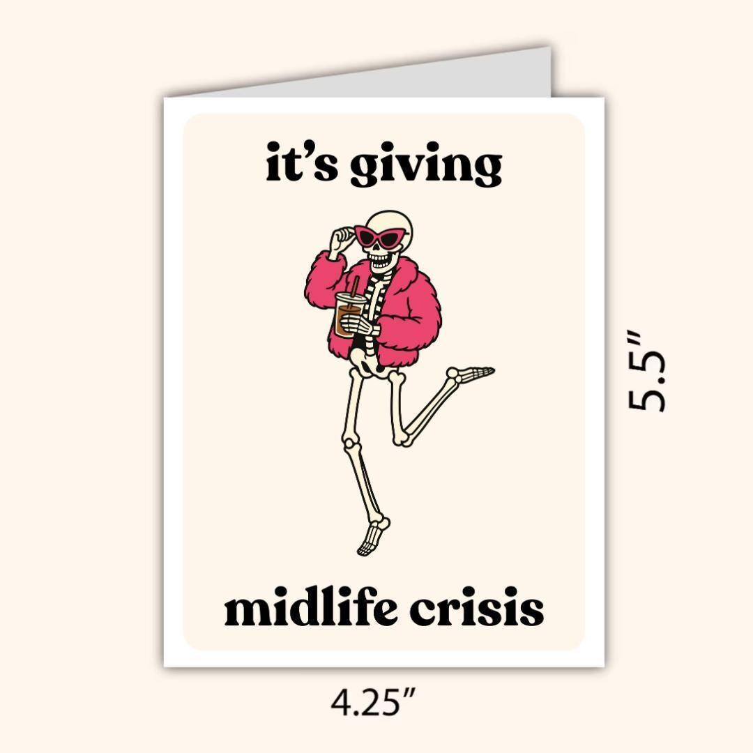 Funny 50th Birthday Card: It's Giving Midlife Crisis - rude and funny Father’s Day card by Northern Wind Creative