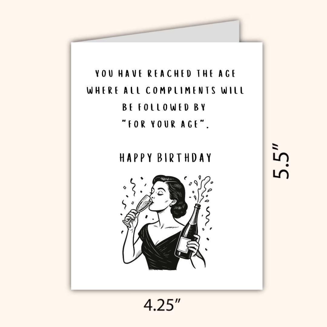 Funny Birthday Card: All Compliments "For Your Age" 50th 60th 70th Birthday - rude and funny Father’s Day card by Northern Wind Creative