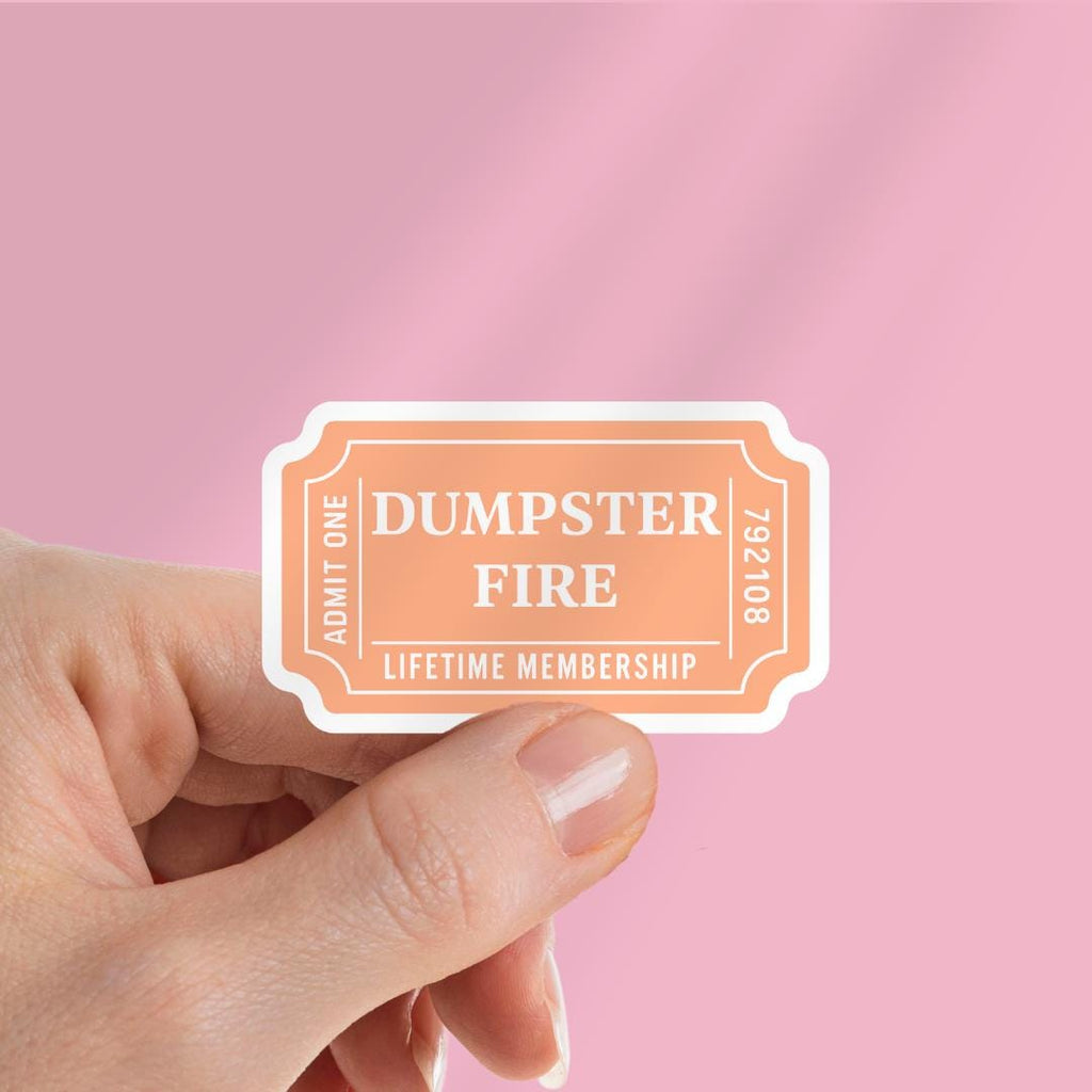 Bookish Dumpster Fire Ticket Vinyl Sticker | For Water bottle, Laptop, Car, Kindle sticker by Magic & Meaning