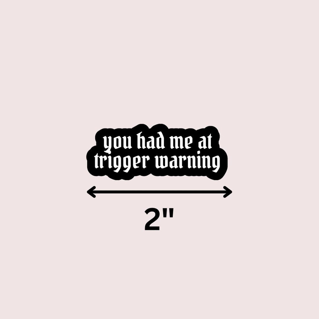 You Had Me At Trigger Warning Bookish Sticker: Romantasy Kindle, Laptop Decal sticker by Magic & Meaning