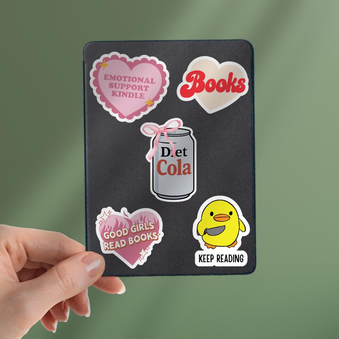 Diet Cola Pink Bow Kindle Sticker: Book Lover Vinyl Decal sticker by Magic & Meaning