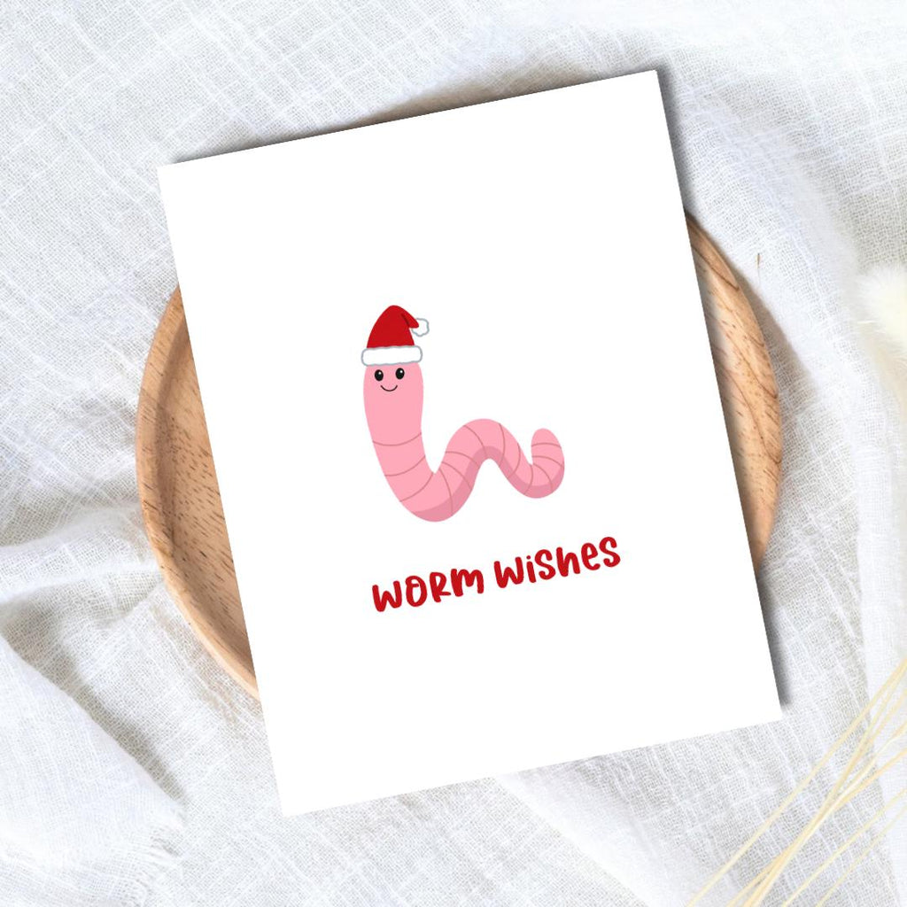 Worm Wishes Funny Christmas Card: Friendship Holiday Card - rude and funny Christmas card by Northern Wind Creative