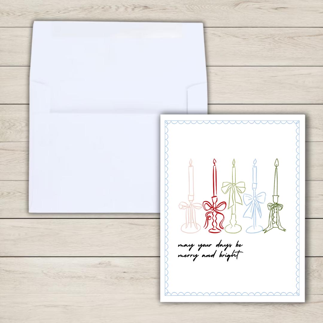 Christmas Candles Christmas Card: 'May Your Days Be Merry & Bright' - rude and funny Christmas card by Northern Wind Creative