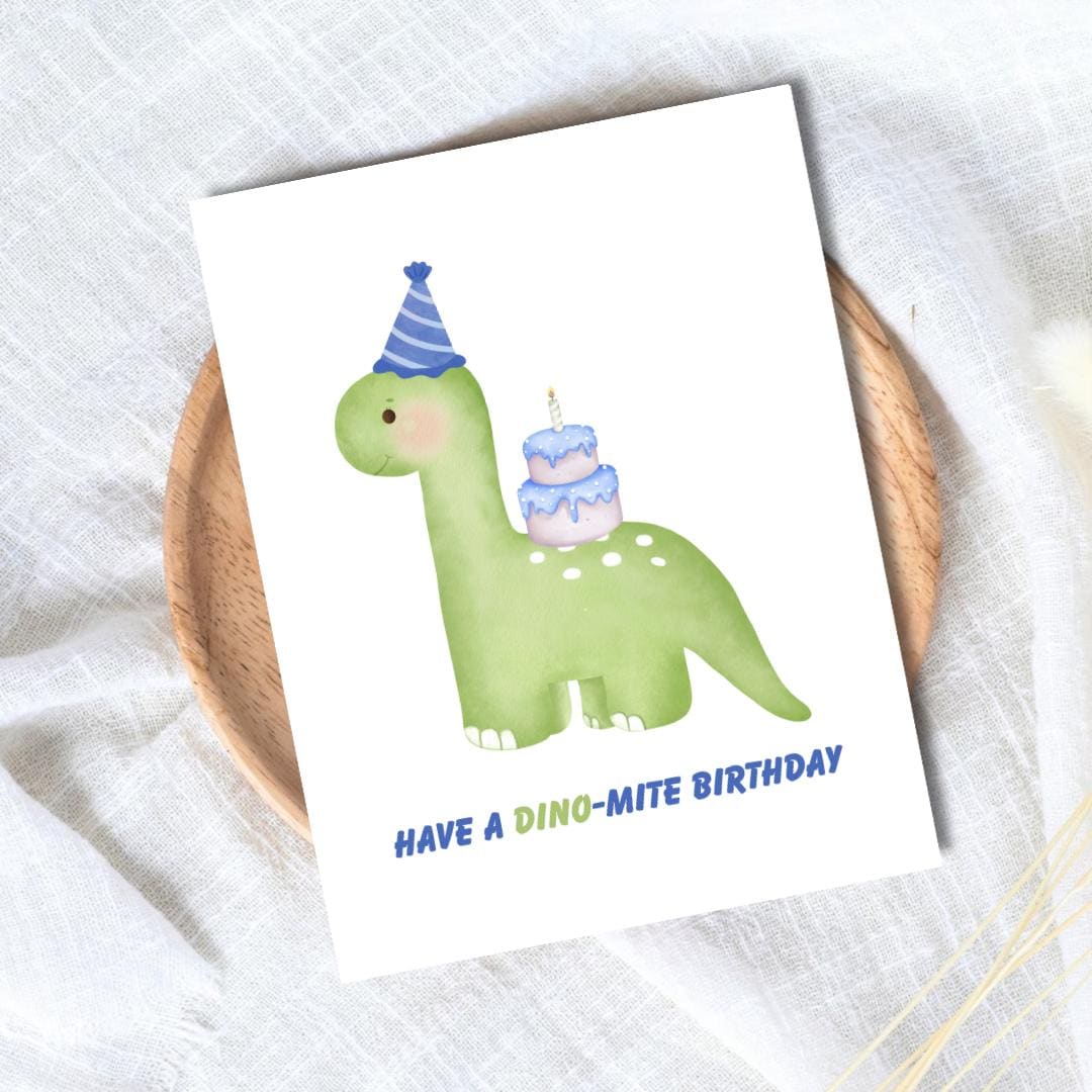 Dino-mite Dinosaur Birthday Card for Boy, Grandson - rude and funny birthday card by Northern Wind Creative