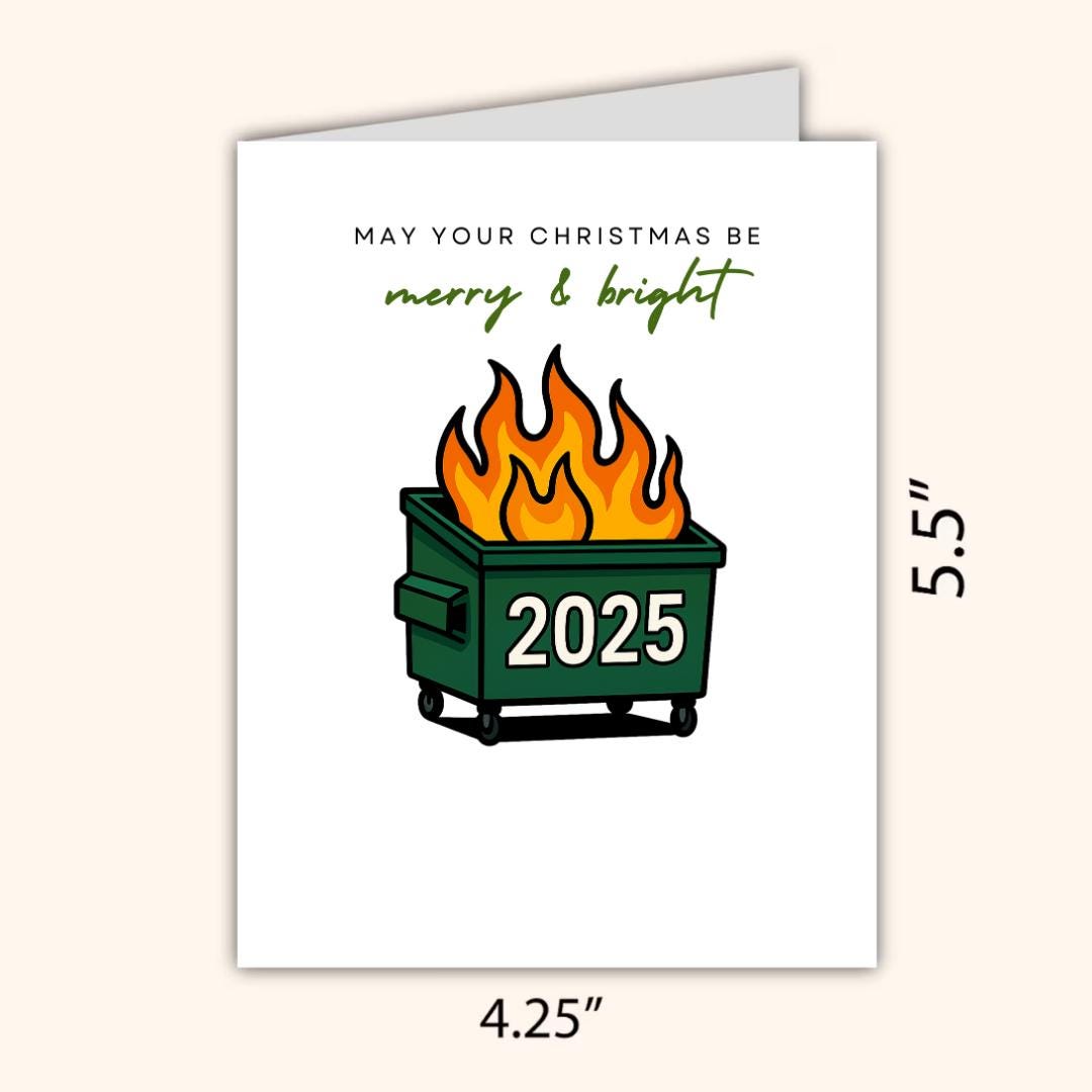 Funny Dumpster Fire Christmas Card - rude and funny Christmas card by Northern Wind Creative
