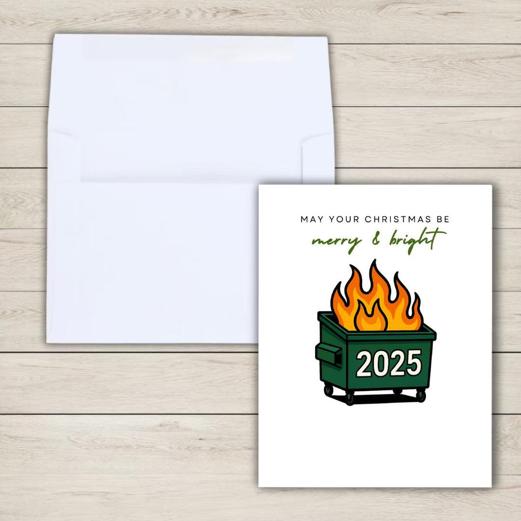 Funny Dumpster Fire Christmas Card - rude and funny Christmas card by Northern Wind Creative