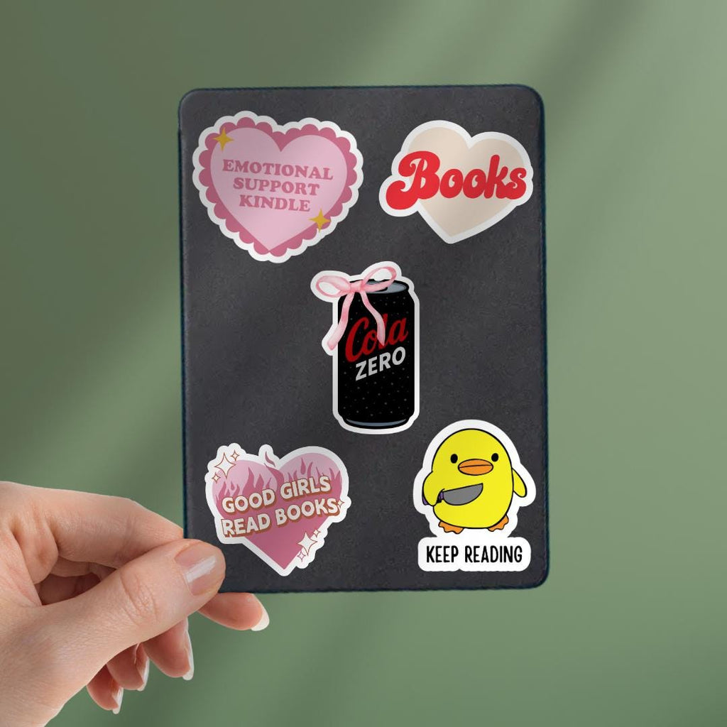 Cola Zero Pink Bow Kindle Sticker: Book Lover Water Bottle Sticker sticker by Magic & Meaning