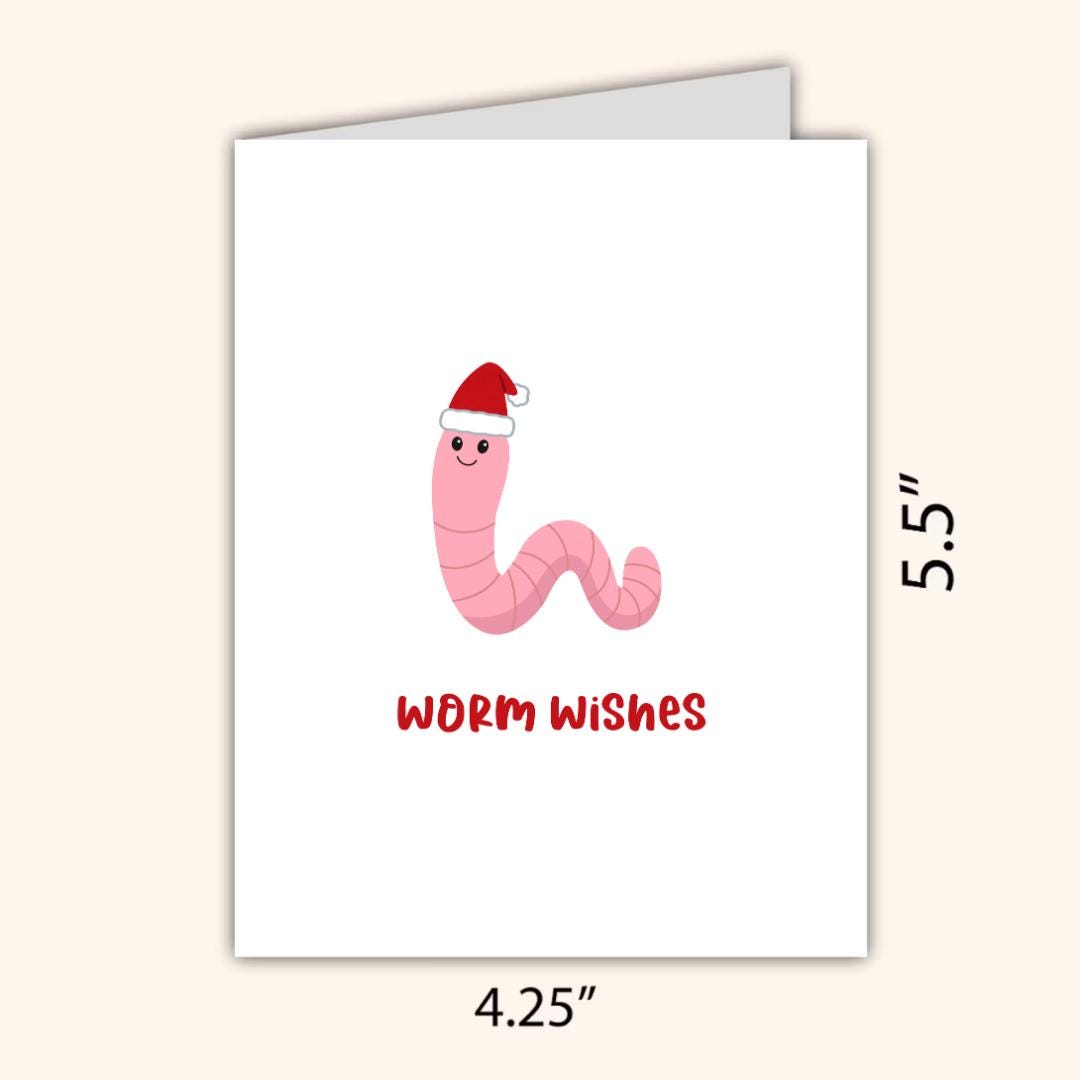 Worm Wishes Funny Christmas Card: Friendship Holiday Card - rude and funny Christmas card by Northern Wind Creative
