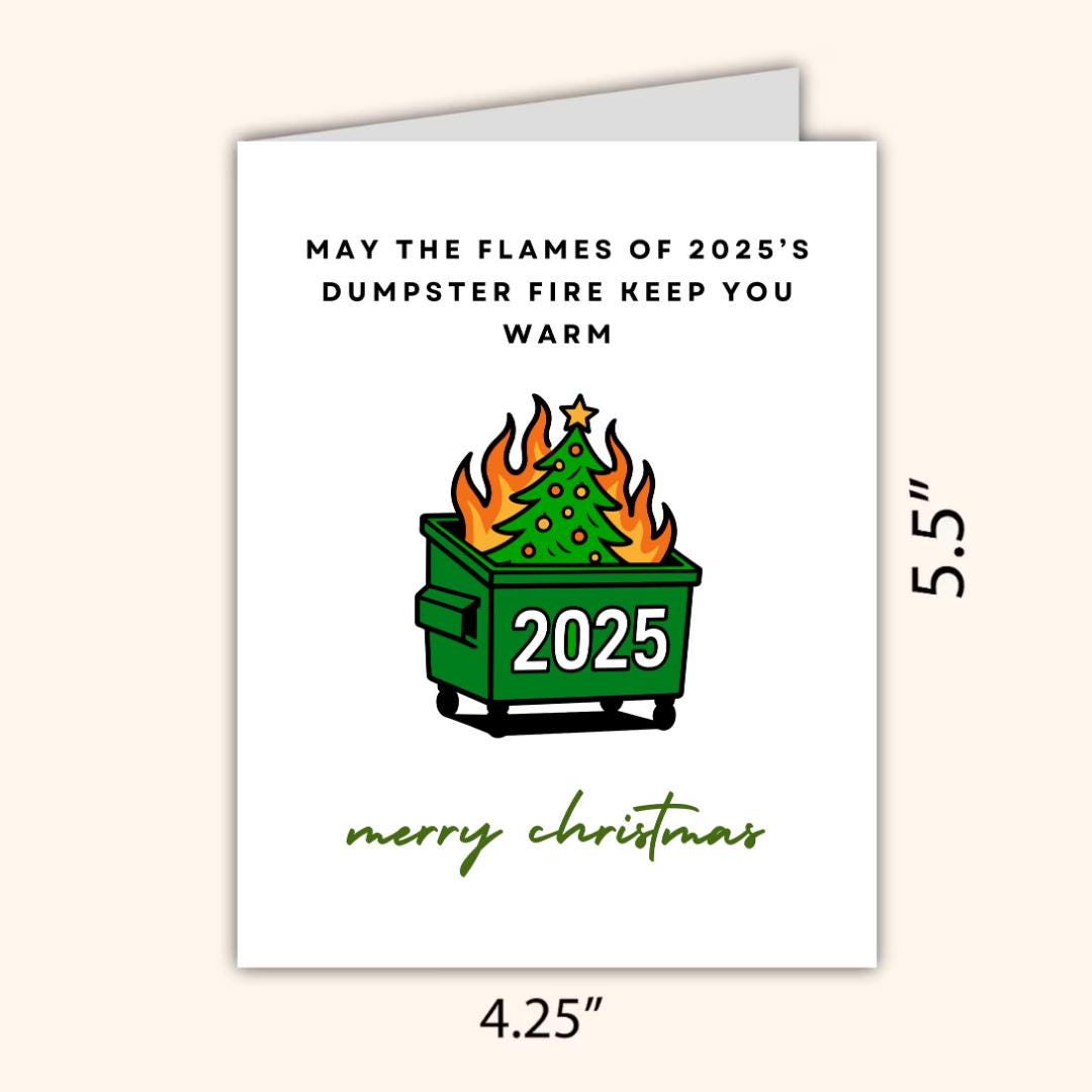 Funny Dumpster Fire Christmas Card - rude and funny Christmas card by Northern Wind Creative