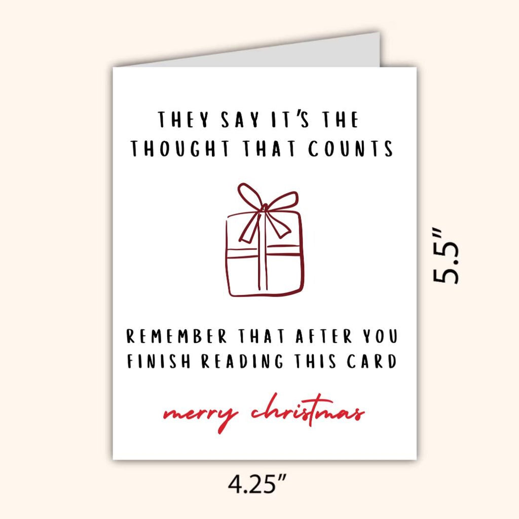 Funny Thought That Counts Christmas Card - rude and funny Christmas card by Northern Wind Creative