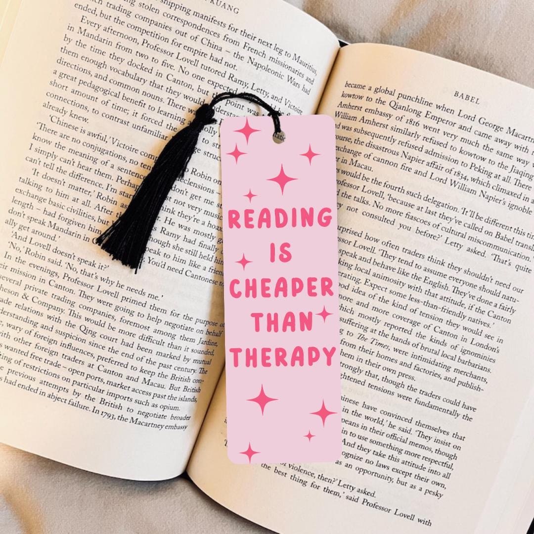 Reading Is Cheaper Than Therapy - Book Lover Gift Bookmark bookmark by Magic & Meaning