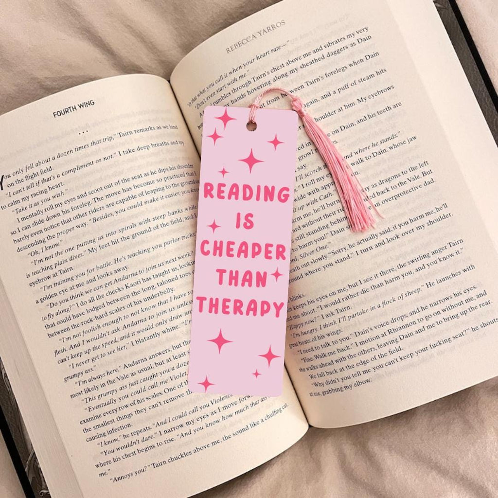 Reading Is Cheaper Than Therapy - Book Lover Gift Bookmark bookmark by Magic & Meaning