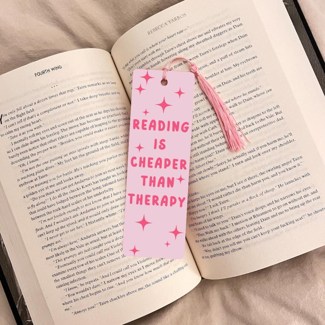 Reading Is Cheaper Than Therapy - Book Lover Gift Bookmark bookmark by Magic & Meaning