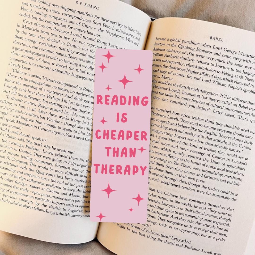 Reading Is Cheaper Than Therapy - Book Lover Gift Bookmark bookmark by Magic & Meaning