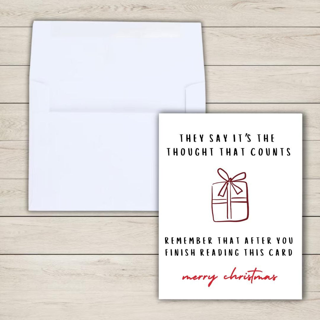 Funny Thought That Counts Christmas Card - rude and funny Christmas card by Northern Wind Creative