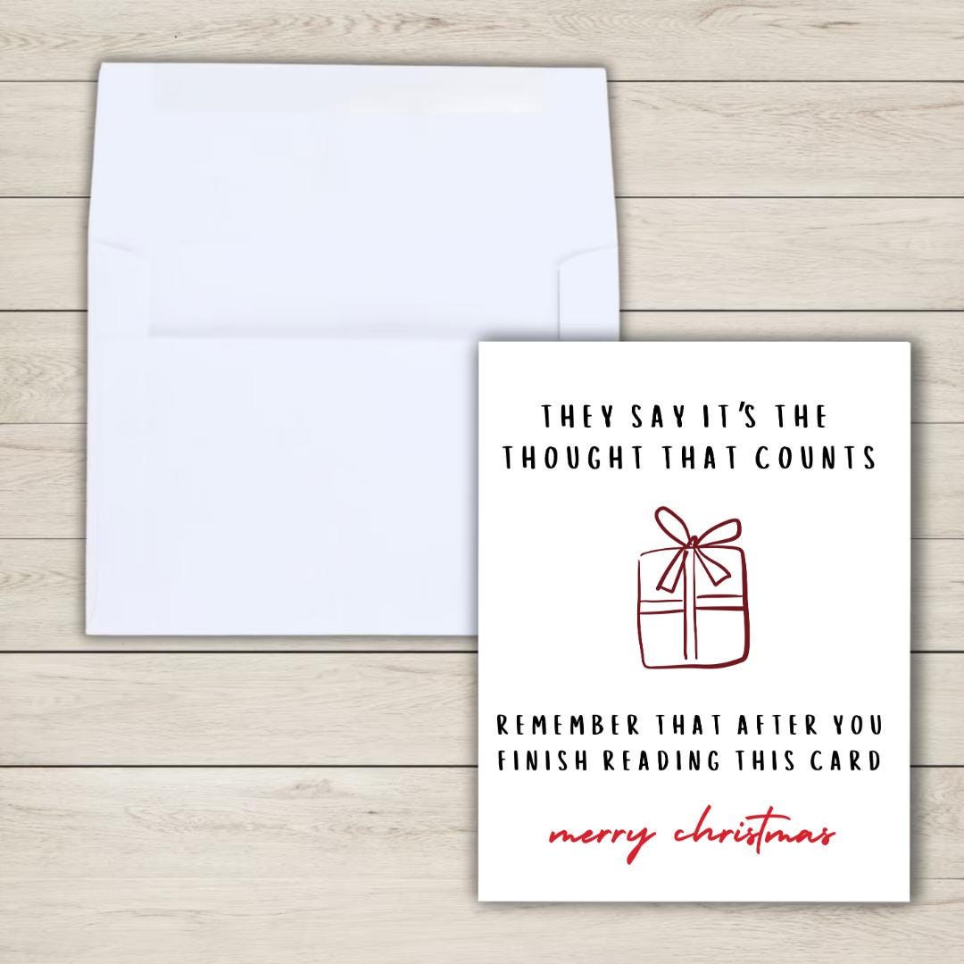 Funny Thought That Counts Christmas Card - rude and funny Christmas card by Northern Wind Creative