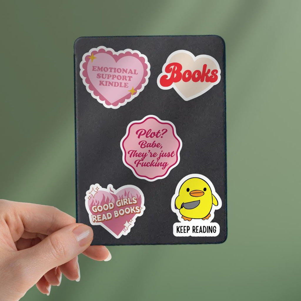 Spicy Smut Kindle Sticker: Plot? Babe, They're Just F***ing Book Lover Laptop Decal sticker by Magic & Meaning