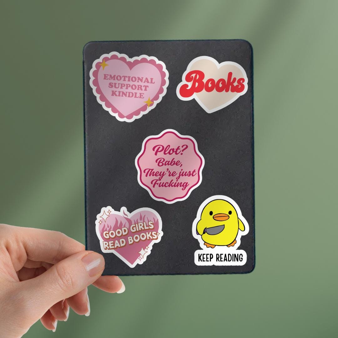 Spicy Smut Kindle Sticker: Plot? Babe, They're Just F***ing Book Lover Laptop Decal sticker by Magic & Meaning