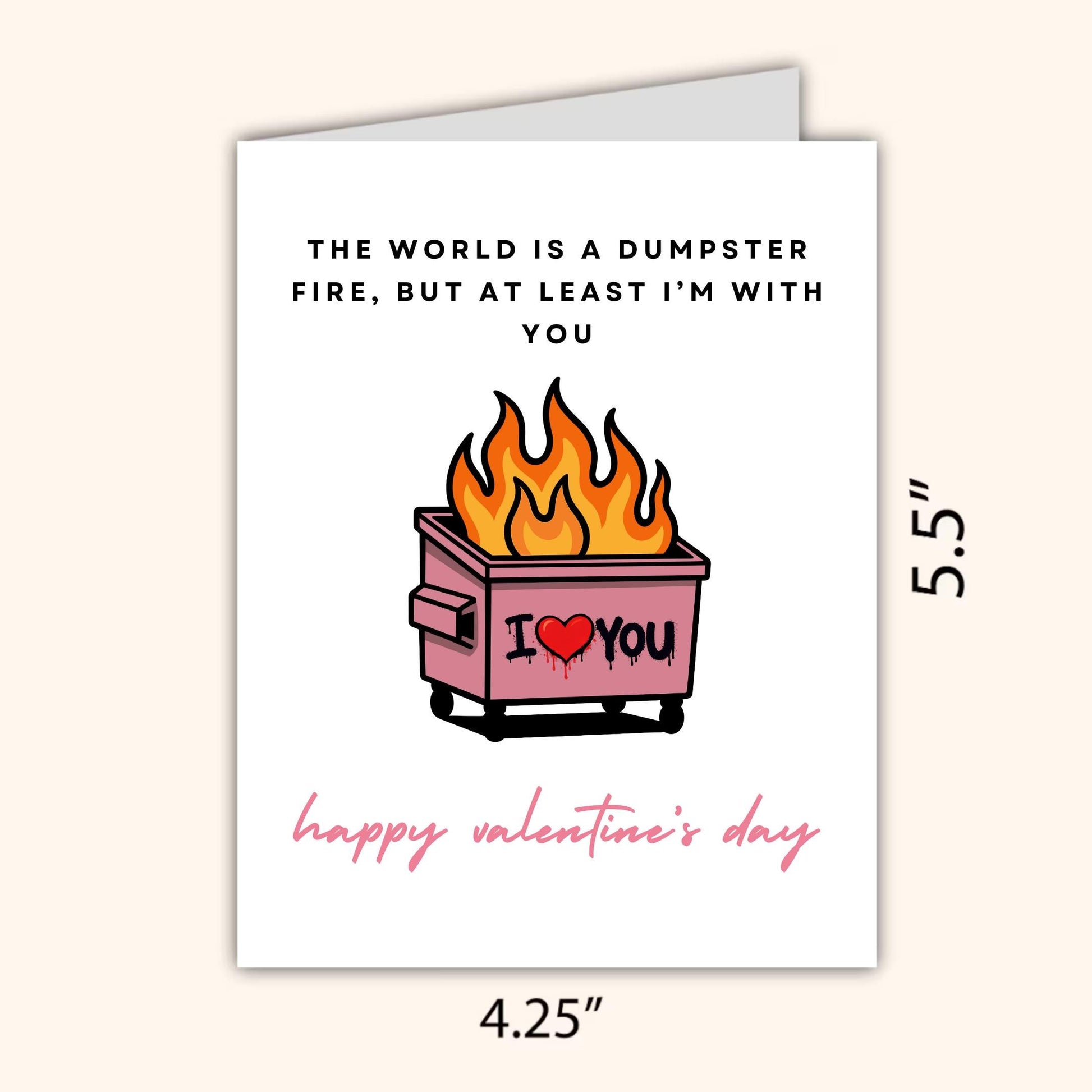 Funny Pink Dumpster Fire Valentine's Day Card: Valentines Gift for Him/Her - rude and funny Valentine’s Day card by Northern Wind Creative