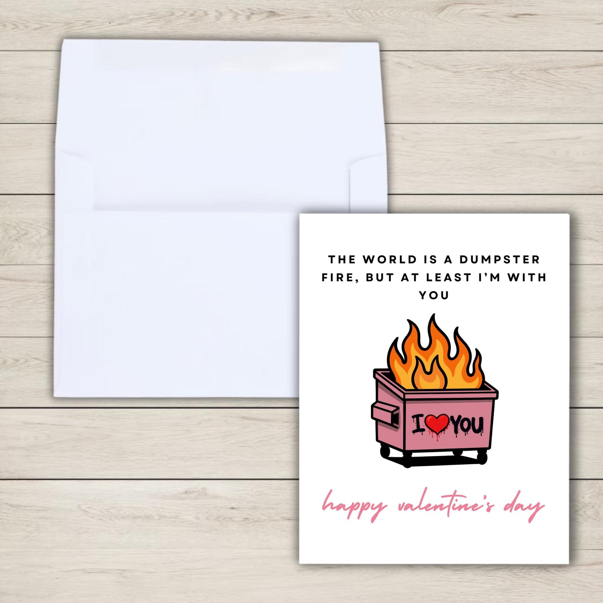 Funny Pink Dumpster Fire Valentine's Day Card: Valentines Gift for Him/Her - rude and funny Valentine’s Day card by Northern Wind Creative