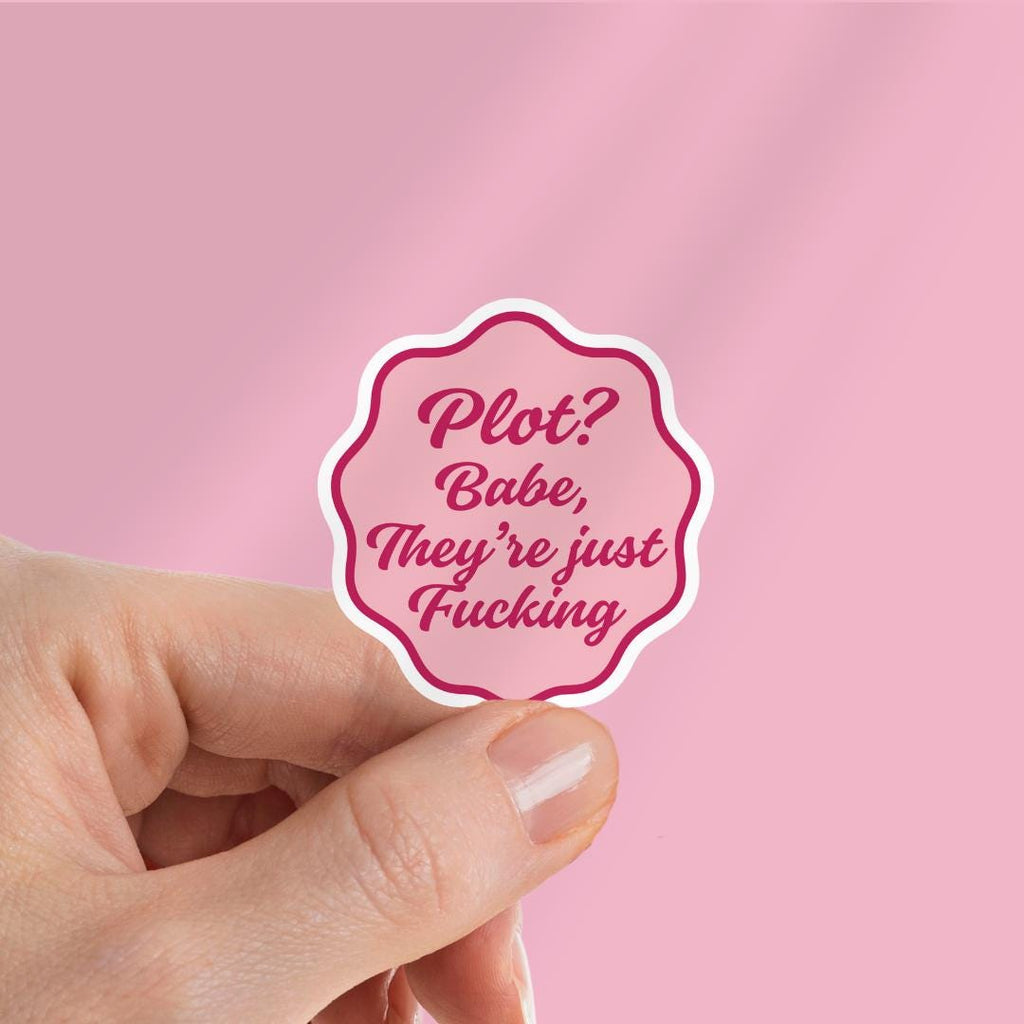 Spicy Smut Kindle Sticker: Plot? Babe, They're Just F***ing Book Lover Laptop Decal sticker by Magic & Meaning