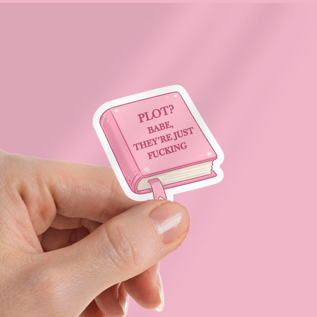 Spicy Smut Kindle Sticker: Plot? Babe, They're Just F***ing Book Lover Laptop Decal sticker by Magic & Meaning