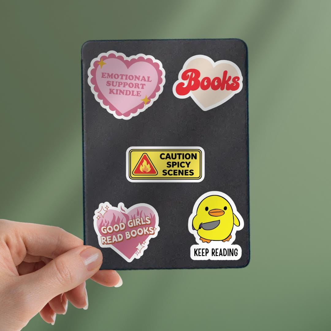 Spicy Smut Book Kindle Sticker: Caution Contains Spicy Scenes - Gift for Reader sticker by Magic & Meaning