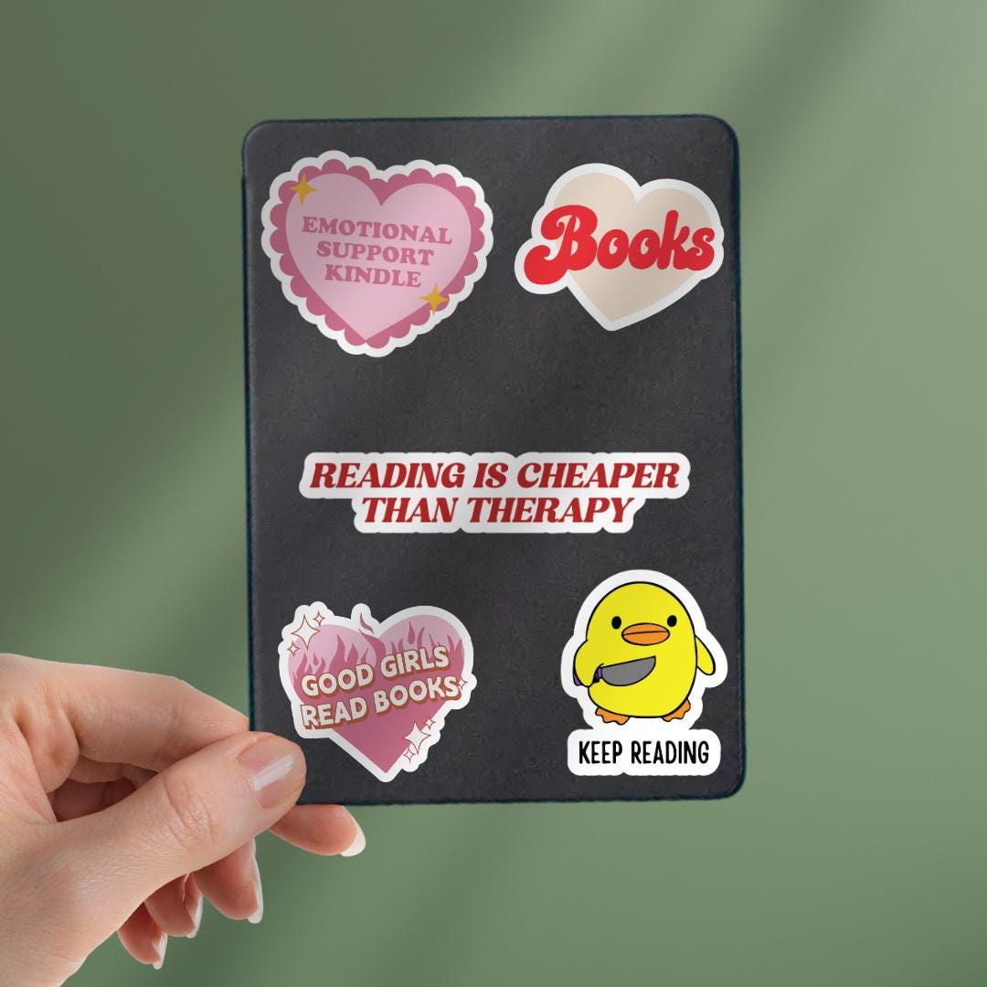 Reading is Cheaper Than Therapy Kindle Sticker: Sorry I Was Reading, E-reader Decal sticker by Magic & Meaning