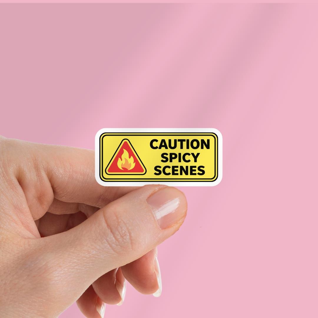Spicy Smut Book Kindle Sticker: Caution Contains Spicy Scenes - Gift for Reader sticker by Magic & Meaning