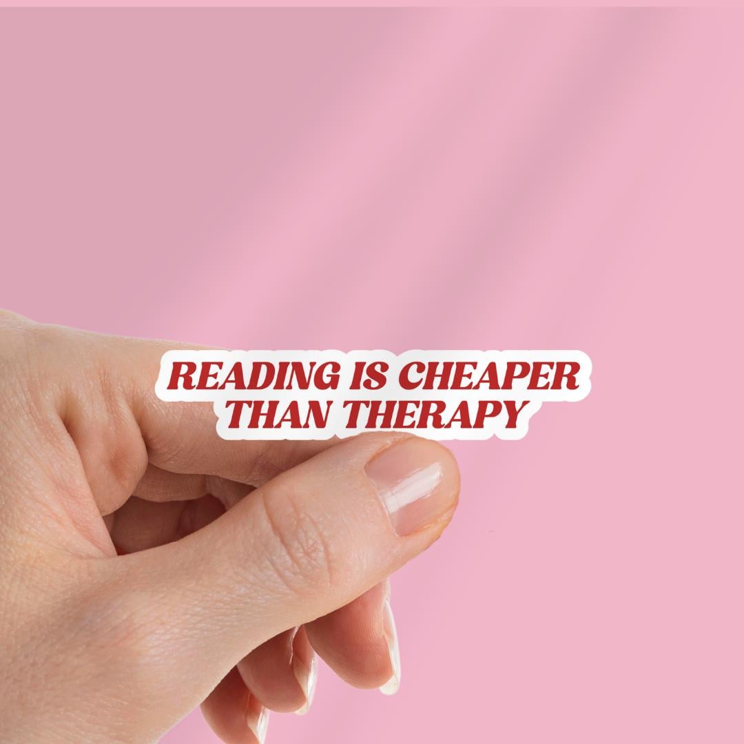 Reading is Cheaper Than Therapy Kindle Sticker: Sorry I Was Reading, E-reader Decal sticker by Magic & Meaning